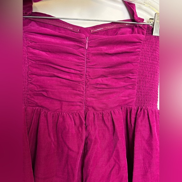 Anthropologie HD in Paris Size 6 Mini Corduroy Dress Purple Magenta Strapless - Picture 11 of 16